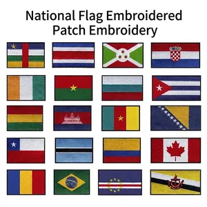 Patch da Ricamo Bandiera Nazionale Filo da Ricamo Retro Adesivo Da Stirare Applicazione da Cucire per Abbigliamento Borse Decorazione Fai-da-te