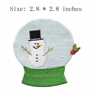 Schneemann Schneekugel Stickerei Aufnäher zum Aufbügeln für DIY Kleidung Dekoration