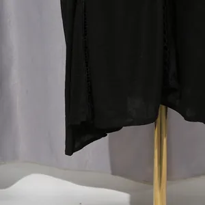 Detailed close-up showing black hollow lace texture on French retro court style dress