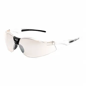 Clear industrial safety glasses with anti-impact and anti-dust protective lenses.