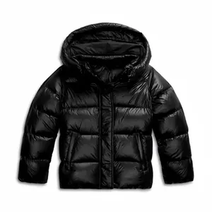 Men's Casual Hooded Padded Jacket Glossy Windproof Quilted Winter Coat Solid Color Outerwear For Youth Basic Warm Top