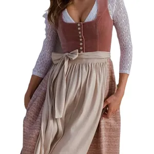 Costume tradizionale tedesco Dirndl per la festa della birra in velluto rosso mattone