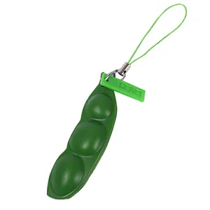 Realistischer grüner Squeeze Edamame Schote Fidget Spielzeug Schlüsselanhänger Stress