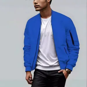 Men's Air Force Pilot Bomber Jacket Solid Color Casual Lightweight Flight Jacket With Arm Pocket Zipper Outerwear Top