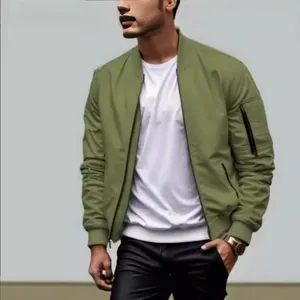 Classic men's olive green bomber jacket pilot flight suit for spring and autumn