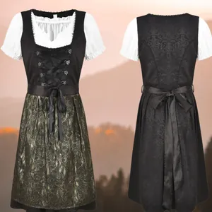 Robe Dirndl traditionnelle bavaroise pour l'Oktoberfest avec laçage élégant devant et dos.