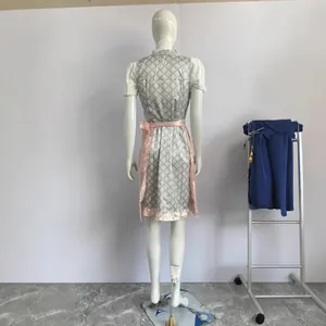Traditional plus size Oktoberfest Dirndl dress with short sleeves and printed back view