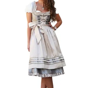 Traditional German Dirndl dress for Oktoberfest with short sleeves and floral print