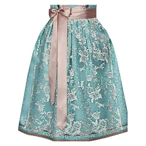 Vista dettagliata della gonna Dirndl color alzavola con pizzo bianco e fiocco di raso