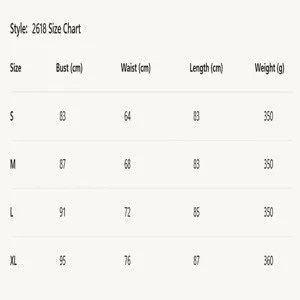 Detailed size chart for the summer backless A-line dress with measurements in cm
