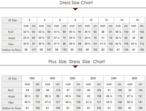 Detailed wedding dress size chart including standard and plus sizes for a perfect fit