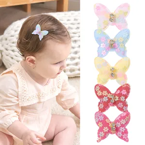 Pinza para el Pelo de Mariposa de Encaje con Strass y Flor de Lentejuelas Tocado Lindo para Bebé Niña Accesorios