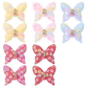 Mariposas de malla de encaje de colores con brillantes para accesorios de pelo de bebé