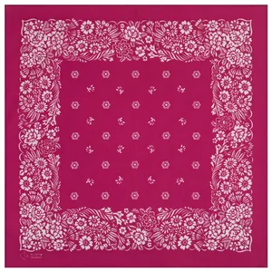 Floral pattern magenta cotton bandana square scarf for hip-hop and street dance styling