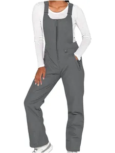Grey waterproof insulated ski bib overalls for outdoor winter sports