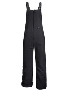 Insulated black outdoor ski bib pants for windproof and waterproof snow sports
