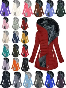 Giacca Imbottita da Donna Ispessita con Cappuccio Invernale Calda in Misto Poliestere Top Trapuntata con Tasche