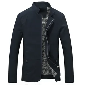 Veste décontractée pour homme coupe ajustée à col montant et doublure motif cachemire