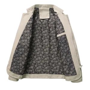Veste décontractée pour homme à col montant avec doublure cachemire et coupe ajustée