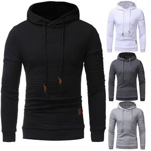 Men's diamond lattice patterned hooded casual pullover sweater in four color options.