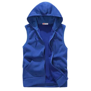 Herren Casual Kapuzenweste Reißverschluss Slim Fit Baumwolle Sweatshirt Weste Einfarbig Ärmellos Hoodie Top Mit Taschen