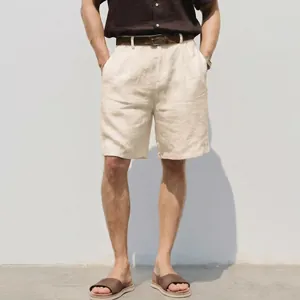 Stylish men's loose cream linen shorts for a breathable and relaxed summer vacation look