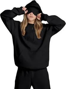 Unisex μαύρο σετ φούτερ με κουκούλα και παντελόνι με την ενσωματωμένη μάσκα ύπνου