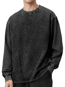 Vintage acid washed charcoal grey men's crewneck long sleeve sweatshirt for streetwear