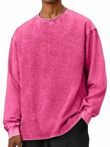 Men's acid wash pink long sleeve sweatshirt in vintage oversized style