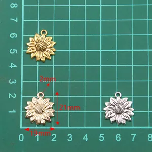 Breloques tournesol pour la fabrication de bijoux DIY avec dimensions 19x21mm et trou de 2mm