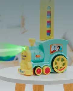 Trenino elettrico automatico per posa domino con effetti di luce e suoni interattivi