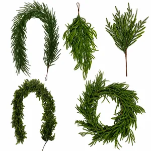 Norfolk pine Christmas garland and wreath set for holiday home decor