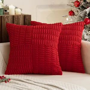 Cozy red corn kernel texture patchwork cushion covers for Christmas sofa decor