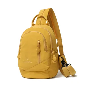 Borsa da petto multifunzionale in nylon giallo vivace e zaino casual sportivo per donna
