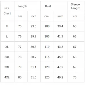 Size chart for women's solid color lapel wool coat with CM and inch measurements