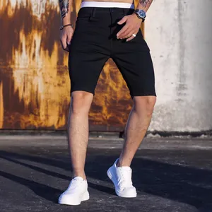 Pantaloncini di jeans neri slim fit da uomo elasticizzati stile street per l'estate