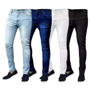 Men's Stretch Slim Straight Fit Jeans Washed Cotton Denim Pants Casual Small Leg Trousers For Daily Wear Fashion Jeans