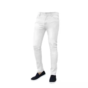 Men's classic white stretch denim skinny jeans with a clean minimalist casual look