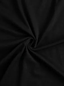 Macro view of soft black breathable cotton fabric texture for women's summer T-shirt