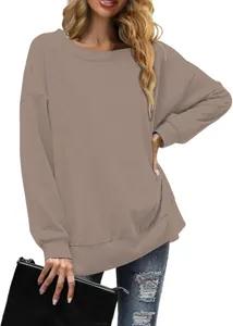 Sudadera de cuello redondo de color sólido para mujer en un diseño holgado casual