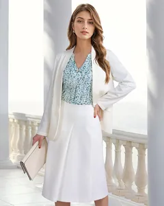 Elegant floral V-neck blouse for women, perfect for a chic and professional look