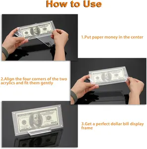 Step-by-step instructions for using the clear acrylic banknote display frame stand