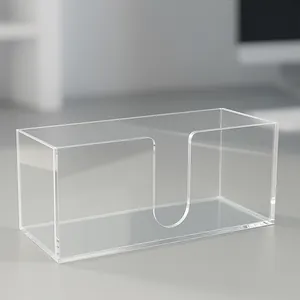 Rectangular Acrylic Tissue Box Transparent Desktop Paper Towel Dispenser U-Shaped Opening Napkin Holder For Bathroom Kitchen