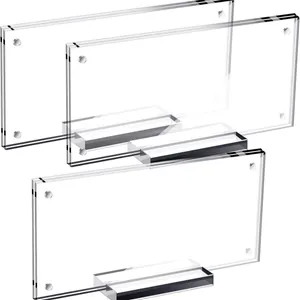 Clear Acrylic Banknote Display Frame With Standing Base Magnetic Money Collection Holder Organic Glass Bill Display Stand For Home Office