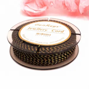 Premium 0.8mm black and gold twisted jewelry cord for DIY bracelets and necklace making
