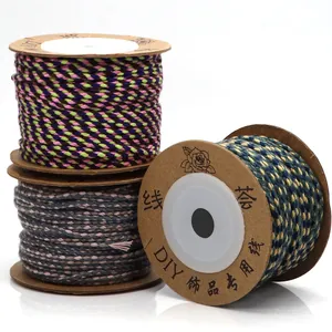 Spools of premium 4-strand non-stretch braided colorful cotton cord for DIY jewelry