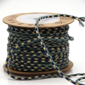 Durable multi-colored 4-strand braided cotton cord for DIY jewelry making and tassels