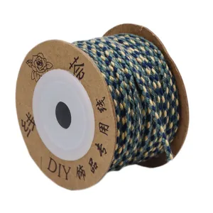 Multicolor 4-strand braided cotton cord spool for DIY jewelry and handmade tassels