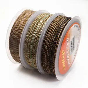 Close-up detail showing three different colors of 1.5mm dragon pattern braided jewelry cord
