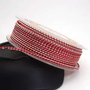 Close-up detail of 1.5mm red and white braided dragon pattern cord for DIY jewelry making